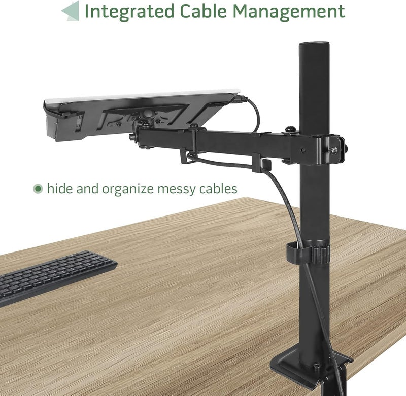 UPGRAVITY Laptop Desk Mount, Single Laptop Stand Arm with Vented Tray for 17 inch Notebook or 14”-32” Monitor, Holds up to 17.6 lbs, Fully Adjustable, Clamp/Grommet Mounting, VESA 75/100mm - Image 4